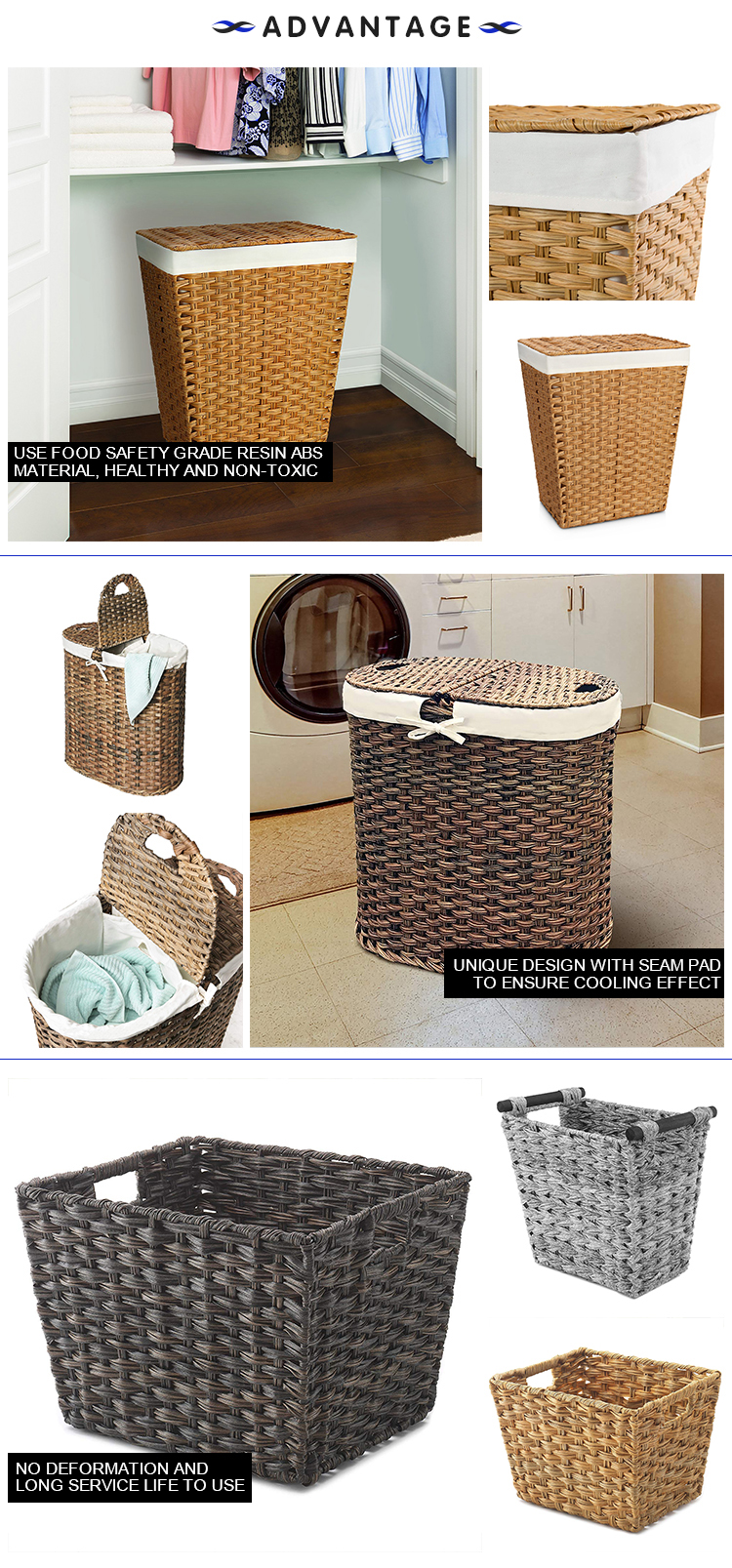 10% Off Durable PE PP Plastic Storage Basket Square Shopping Woven Home Toys Clothes Shower Bathroom Storage Basket