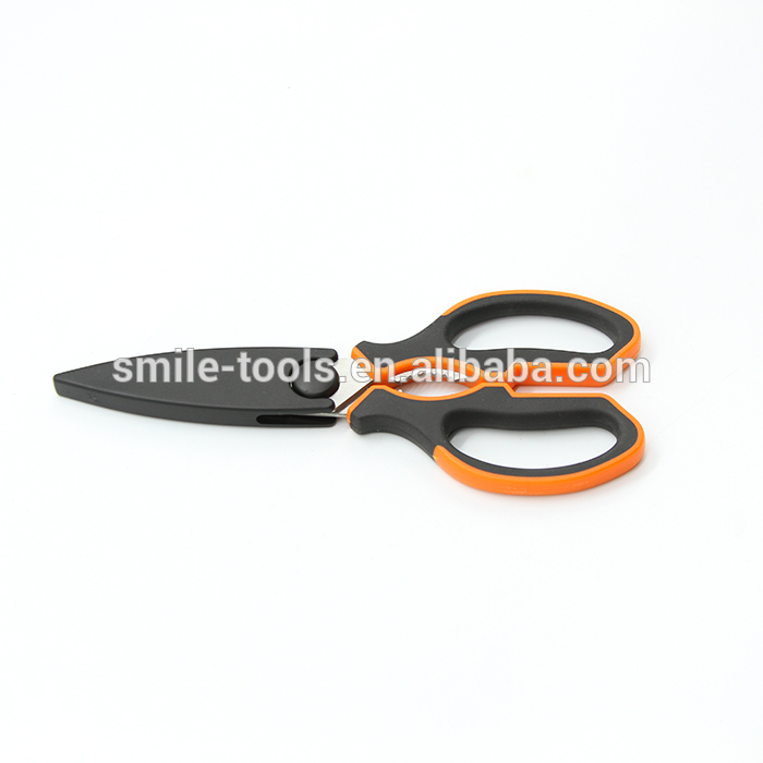 Multi Purpose Stainless Steel Kitchen Scissors Orange Color