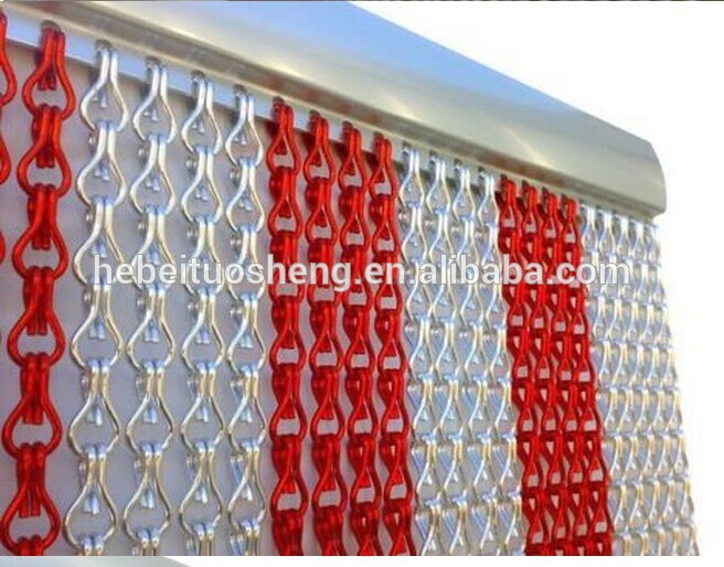 Red color metal mesh hotel room divider chain curtain