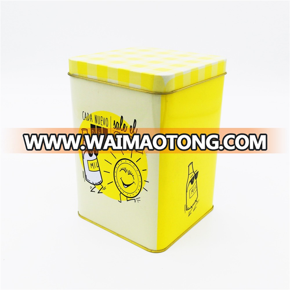 Cute square custom metal milk candy gift packaging tin box for sale