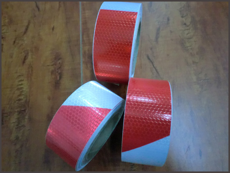 Honeycomb Red White Reflective Hazard Tape For Warning