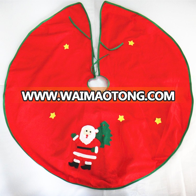 high quality handmade 48 " red Christmas tree skirt with santa claus & yellow snowflake