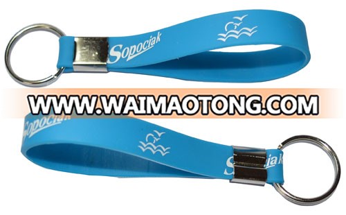 Custom high quality cheap silicone wristband keychain, rubber key chain in bulk