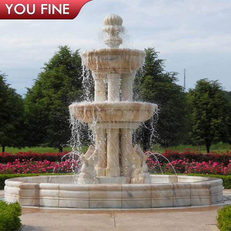 Hand Carved Garden Water Fountain With Marble Women and Children