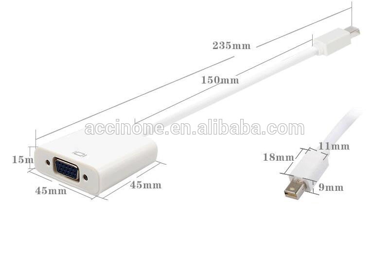 Male to Female Thunderbolt Mini DisplayPort DP to VGA Cable Adapter Converter For Macbook Pro Air iMac Mini