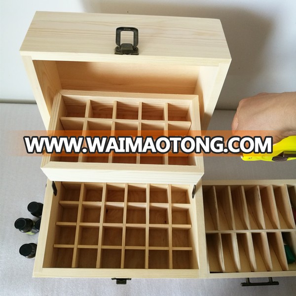 Wooden Essential Oil Box Multi-Tray Organizer Sturdy Box Holds and Protects 59 Essential Oil Bottles