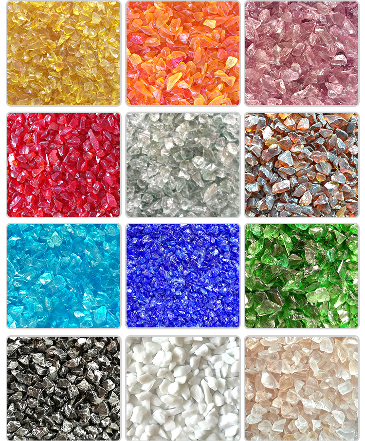 Low cost and high quality colored crushed glass products crushed glass colorful