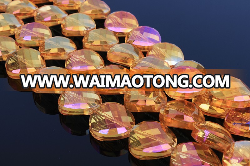 Gold Crystal Round Faceted Glass Bead