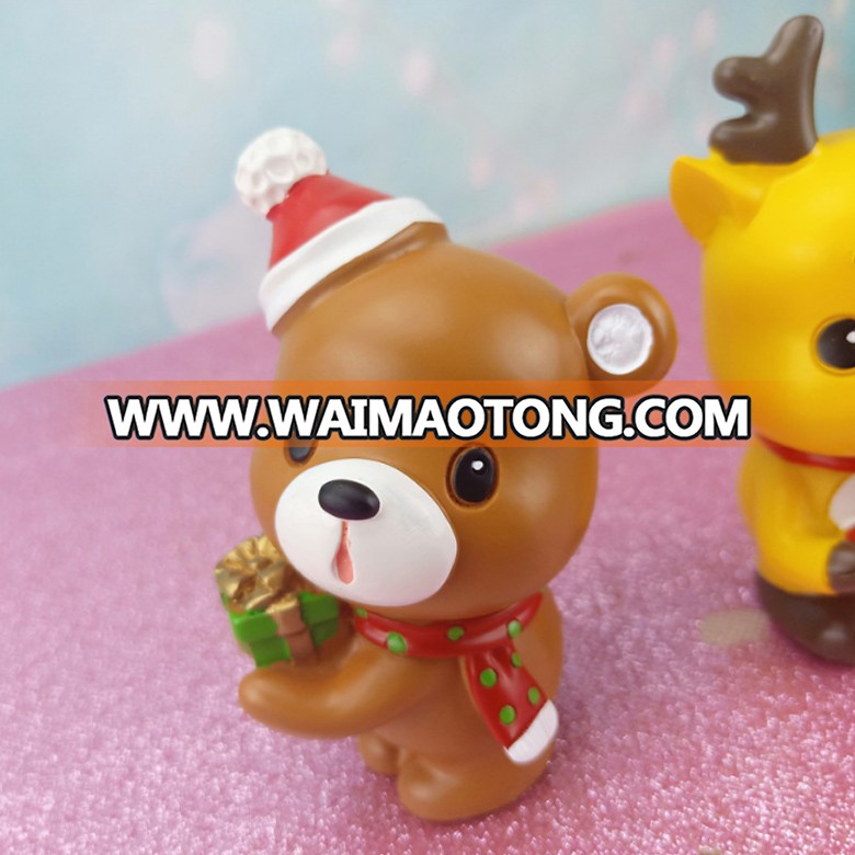 Wholesale cheap Christmas home decoration resin miniature snowman santa deer statue