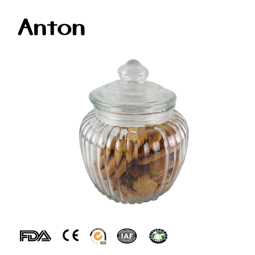 Borosilicate glass jars for kitchen glass storage jars with cork and wooden lids