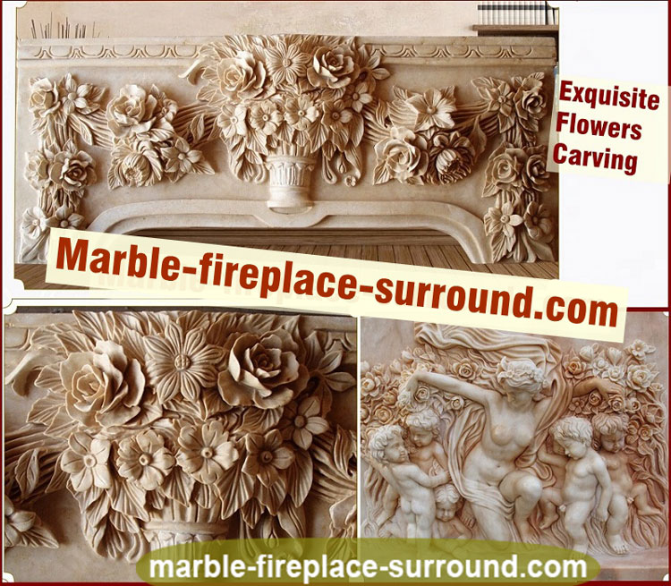 Freestanding Custom Size Stone Statue Carving Natural White Marble Fireplace Mantel For Sale