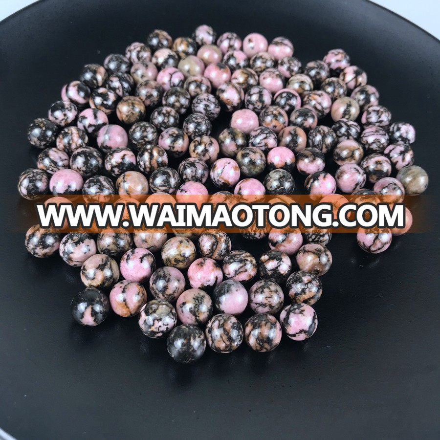 Wholesale Custom natural rhodonite stone small ball for earring stud