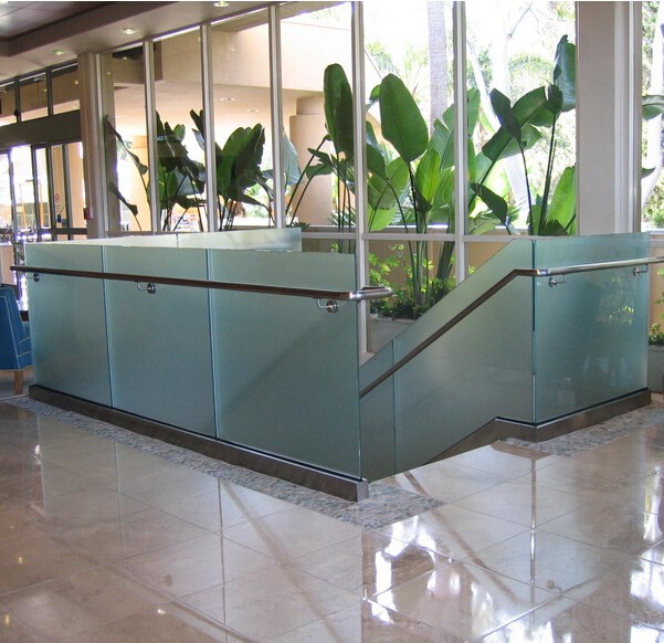 indoor Stainless steel U channel glass rails frameless glass balustrade with stainless hand