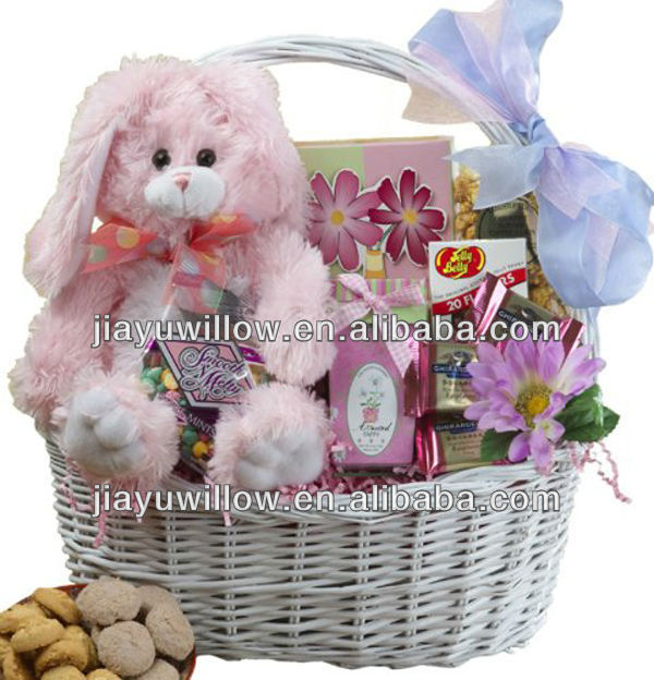 Empty wicker Easter reindeer decoration basket wholesale with handle