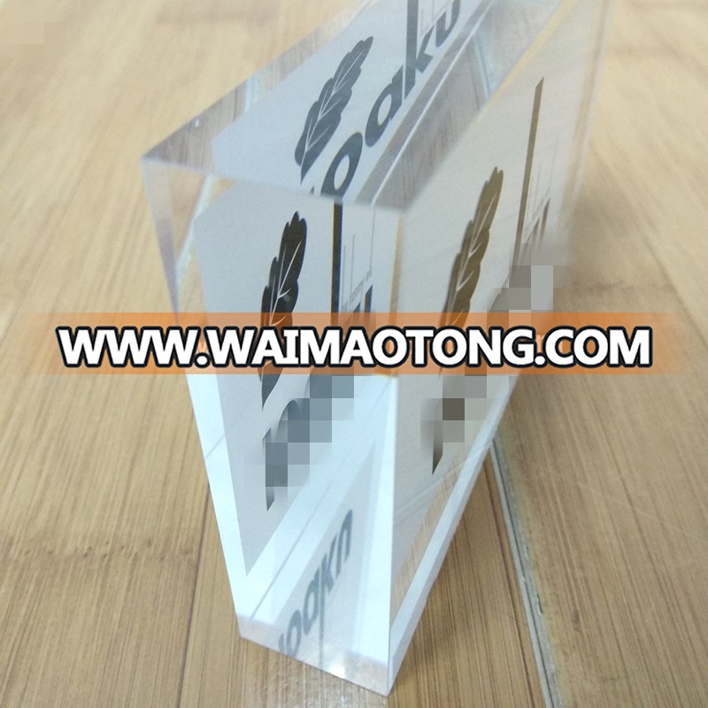 Customized lucency acrylic paper weight with logo