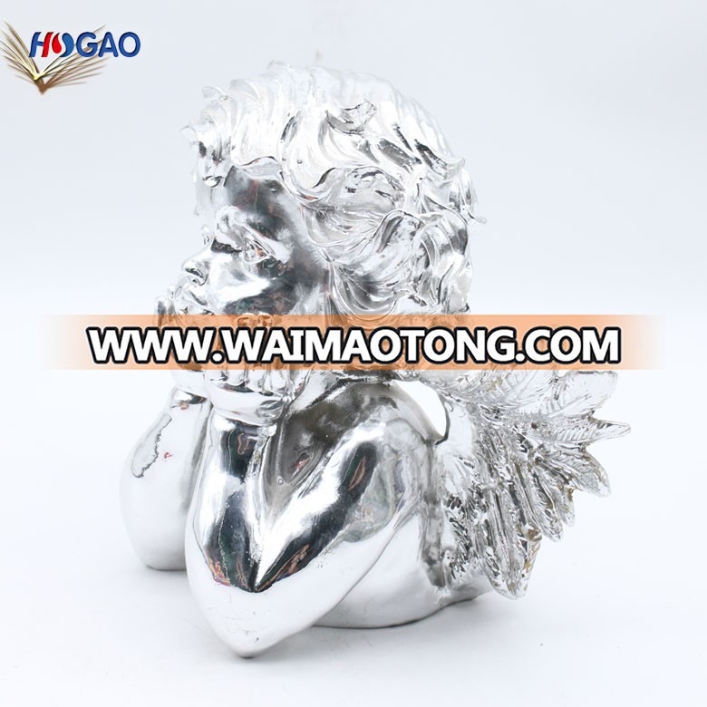 Factory direct sale garden decor resin indoor lovely silver angel figurines statues for sale