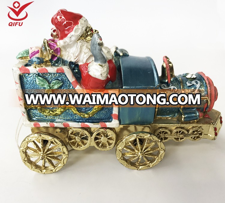 Metal Santa Claus in the Christmas train modeling Jewelry Box