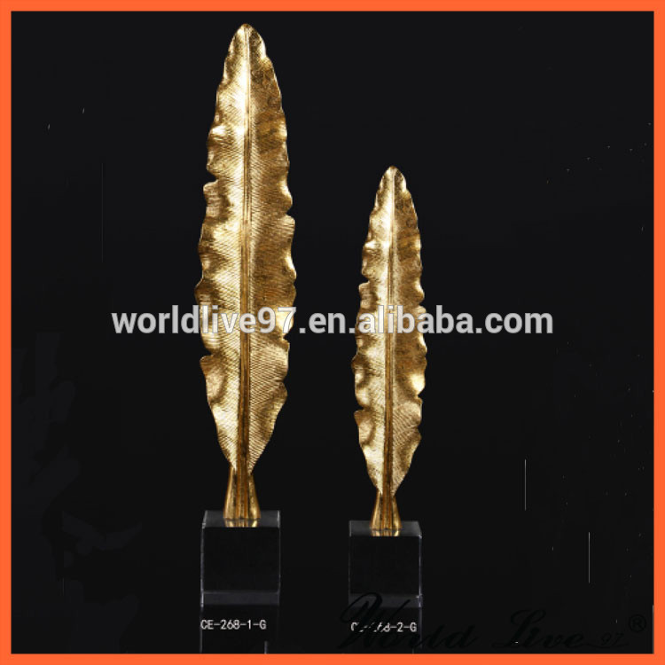 CE- 268-2-G 2016 New Design Gold Resin Banana Leaf Craft for Home Decor