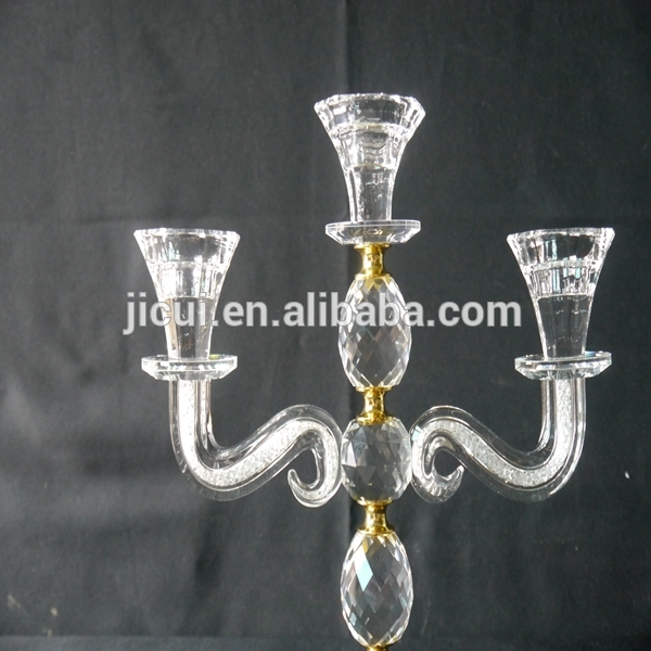 Wedding Decorative Candelabra,Crystal With Golden Metal Candle Holder