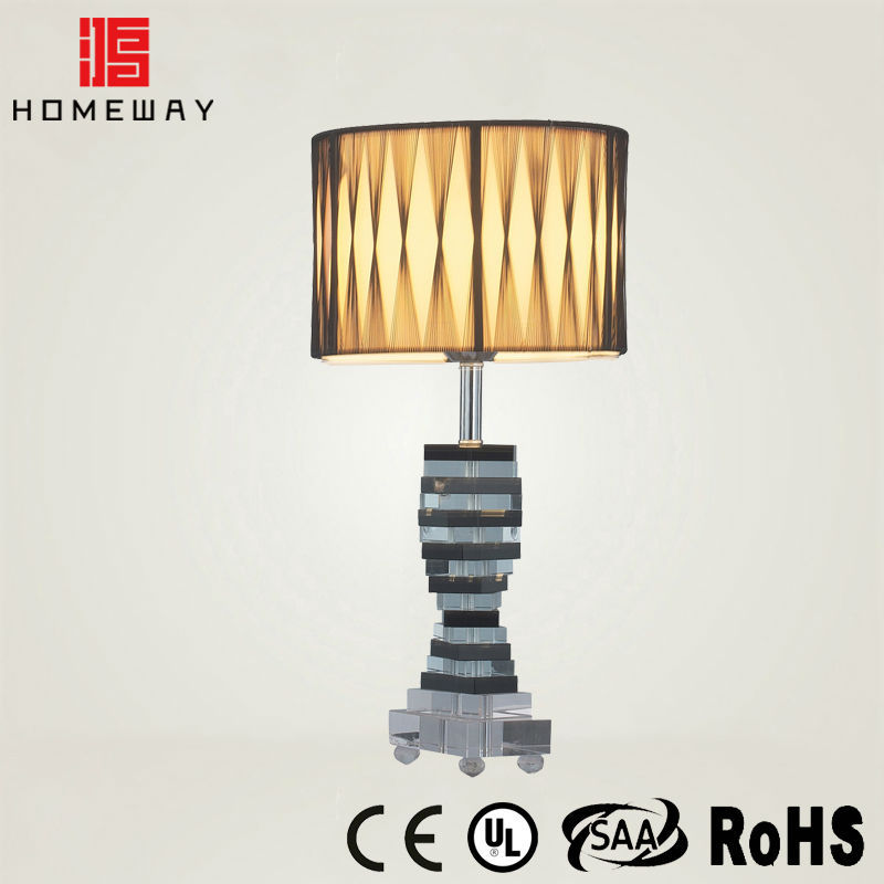 Top selling ROHS metal with chrome and black cloth shade table lamp for hotel