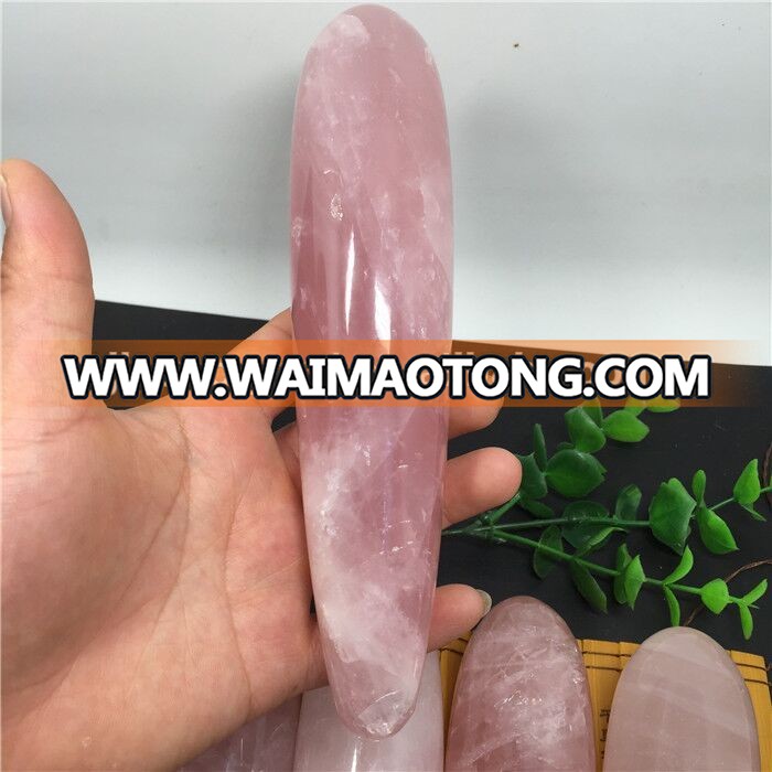 Natural rose quartz crystal dildo sexy crystal massage 7 chakra healing wands for adult