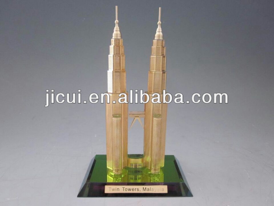 Crystal Hyderabad Charminar Mosque Model & Gold Plated Metal Charminar Model for India Wedding Gift