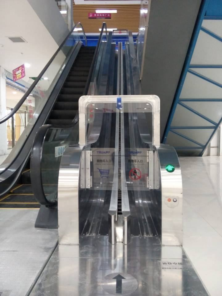 Shopping cart escalator conveyor with vvvf drive goods