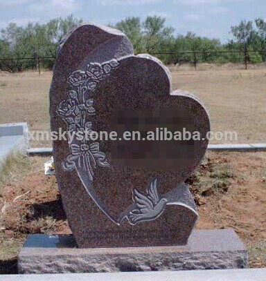 Own Factory Export To US Upright Dove & Rose Carving Heart Shaped Headstone