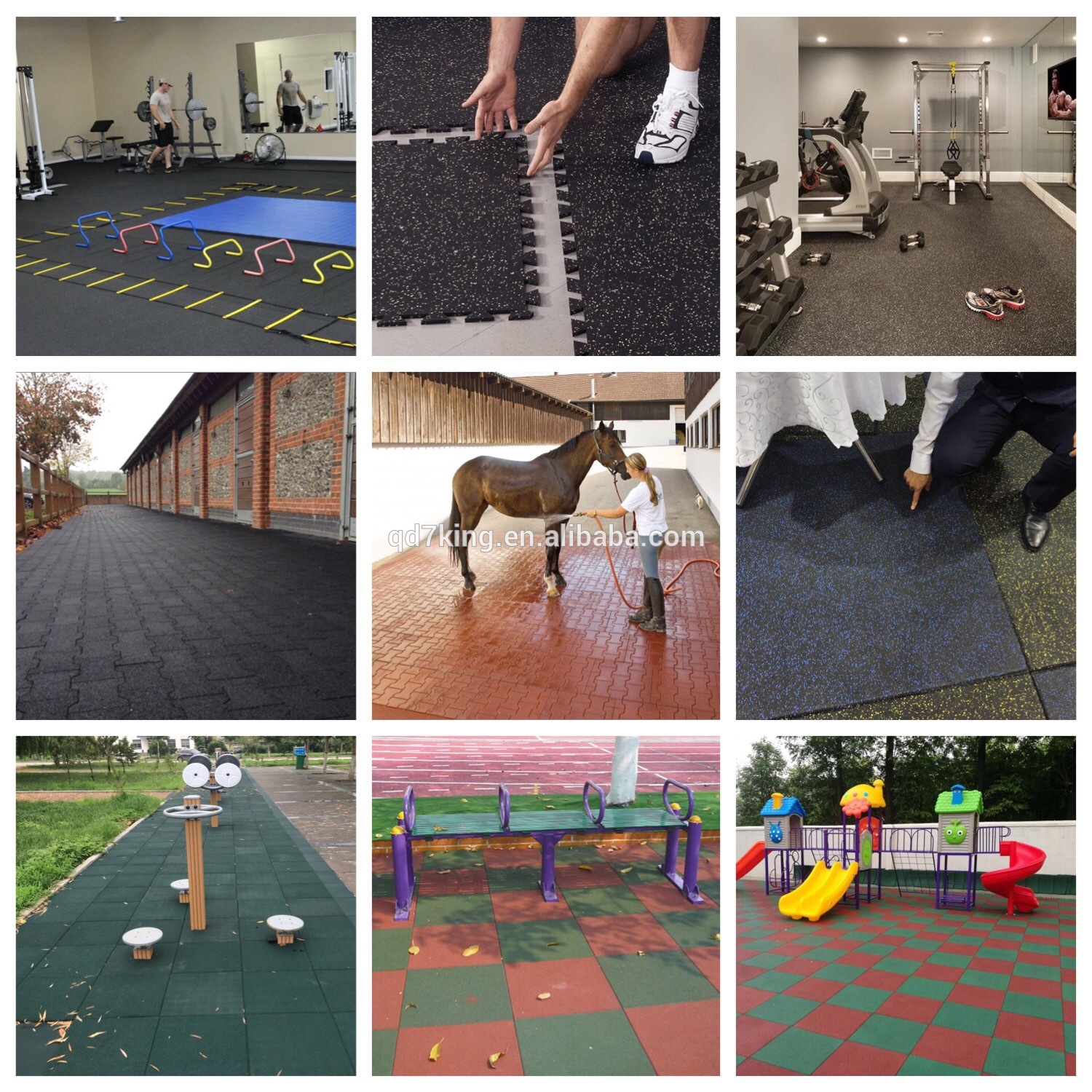 QD 7king China Manufacturer outdoor tiles rubber flooring for gym rubber mat