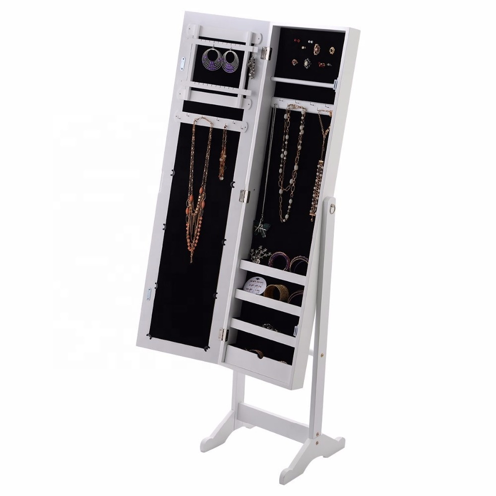 standing chest storage upright jewelry box mirrored armoire