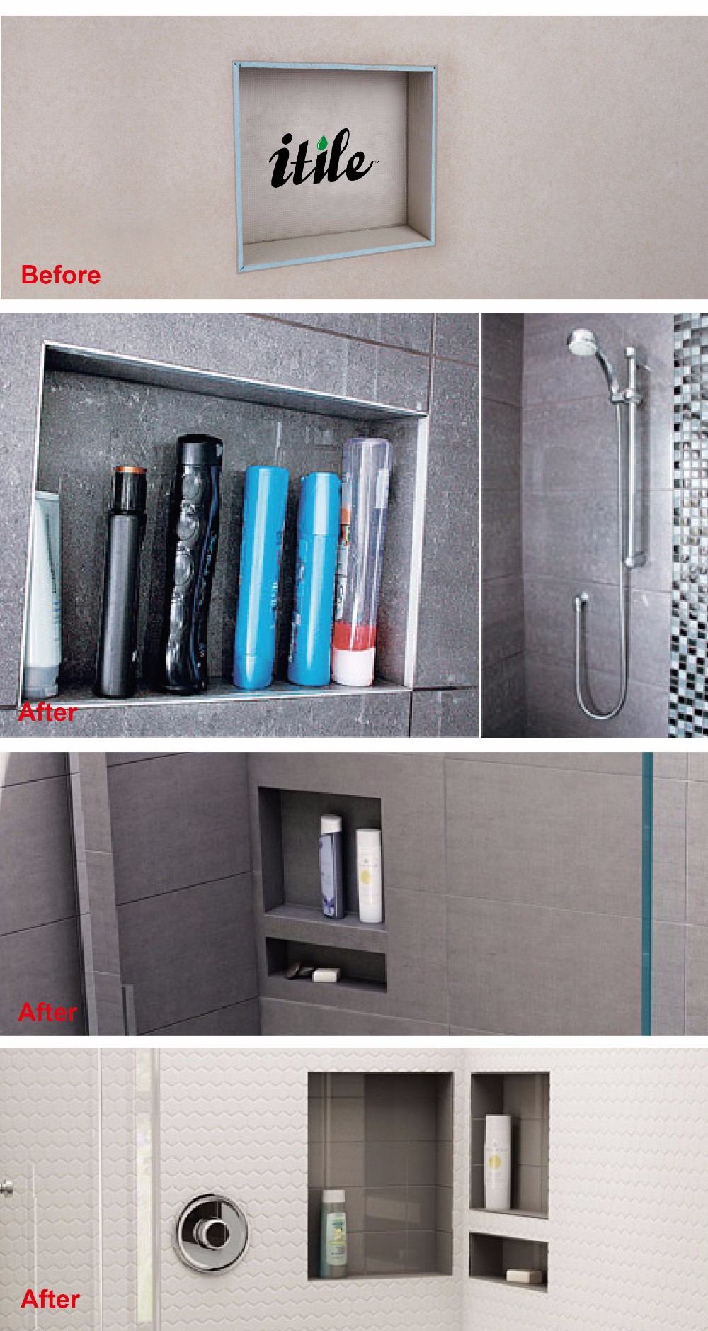 Waterproof bathroom wall decorative XPS shower niche