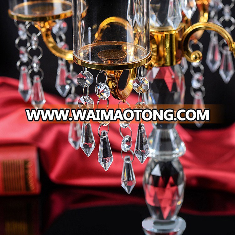 European luxury 5-arm crystal candlestick metal candlestick wedding decoration elegant