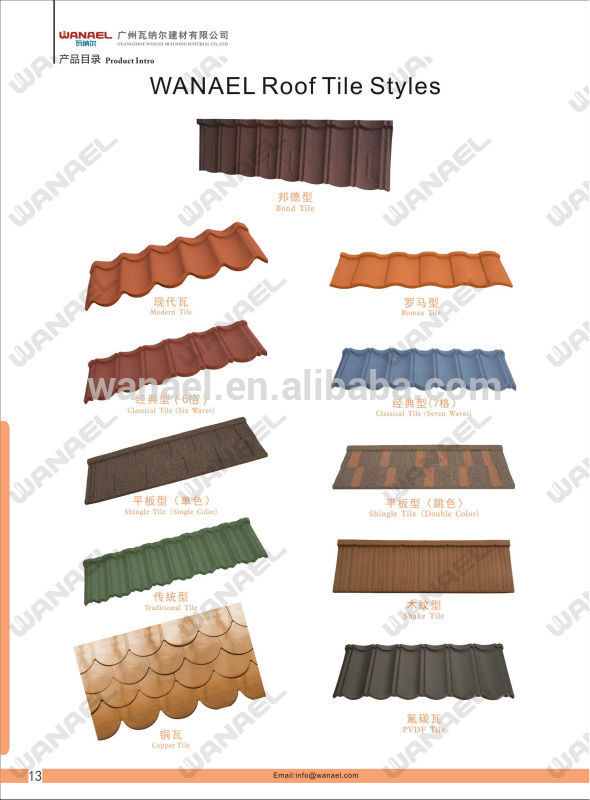 50 Year Warranty Kerala House Decorative Lightweight Red Colorful Stone Coated Metal Roof Tile