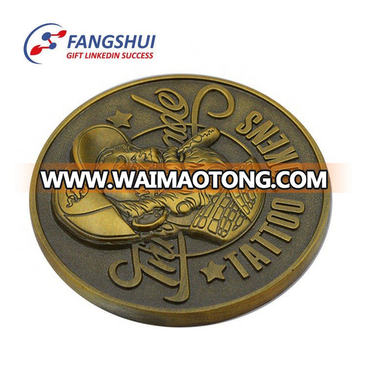 Sale antique zinc alloy brass copper iron metal 3d character shaped souvenir coin