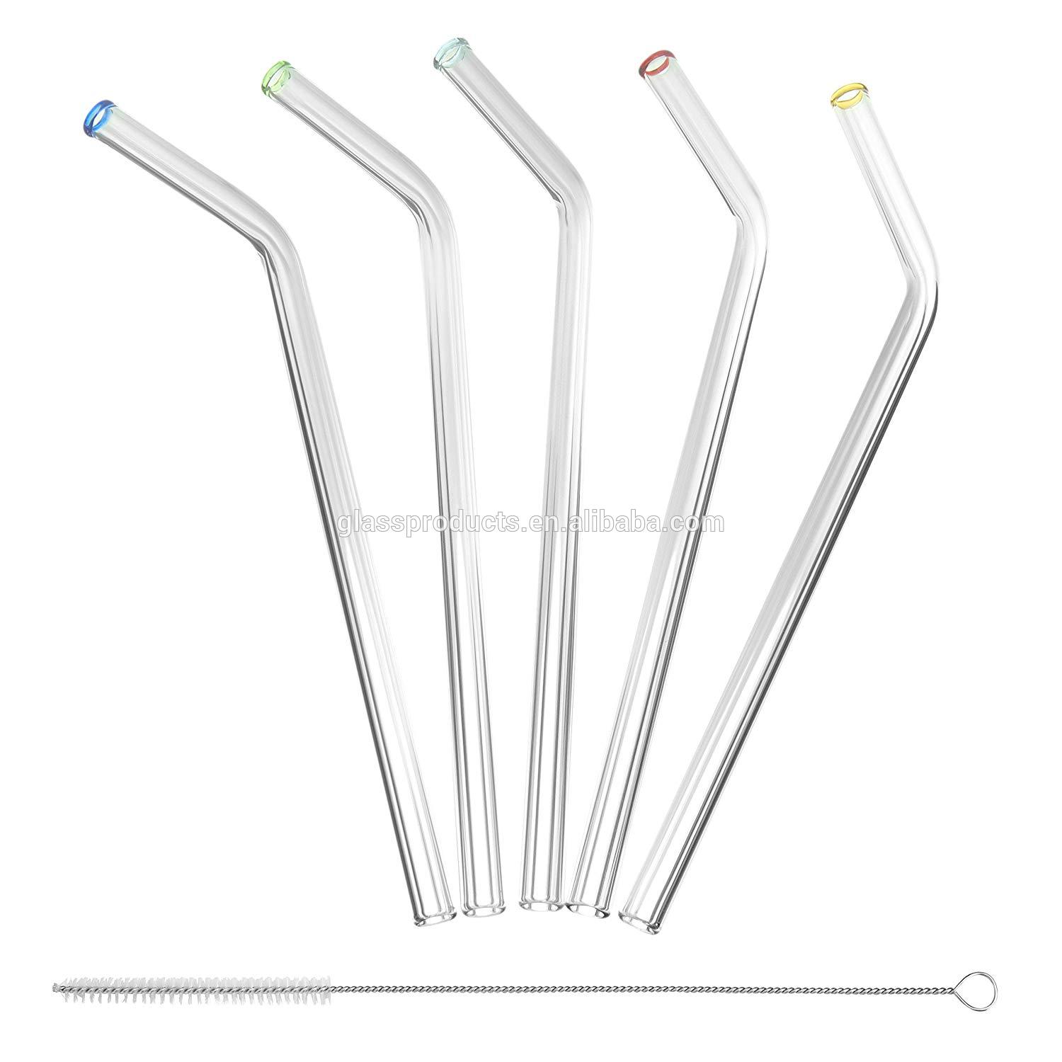 Diameter 10mm Reusable Glass Drinking Straws with Colored Tip