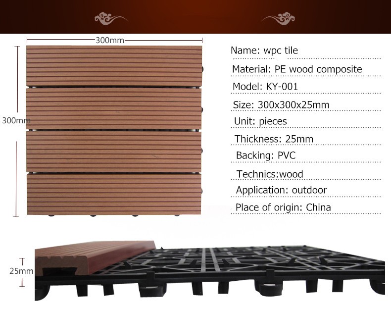 2016 Anti-slip Solid WPC Wood Decking Tile for Outdoor/wpc wood plastic