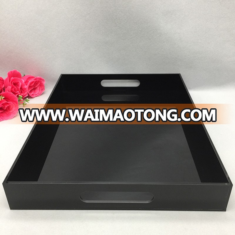 Custom black acrylic tray with handle wholesale