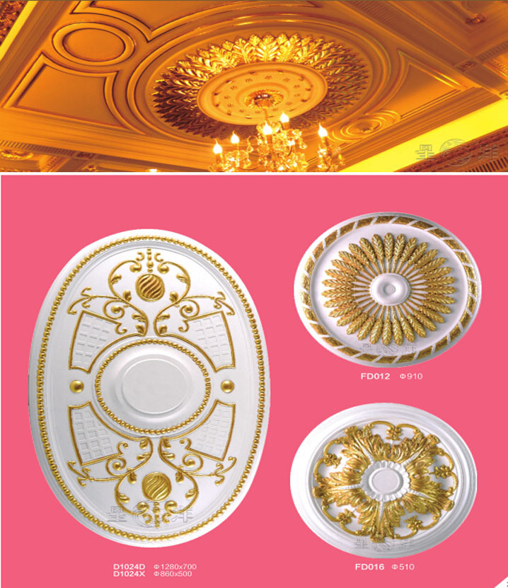 popular colorful golden gypsum medallion