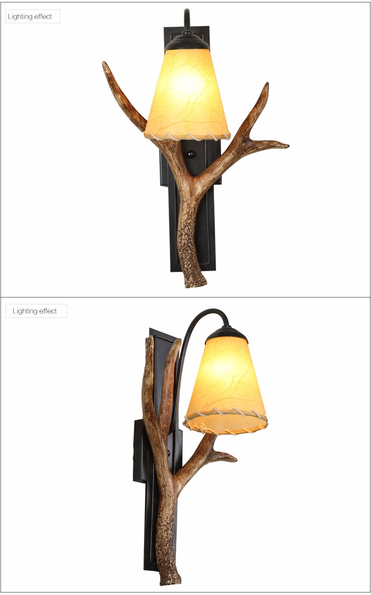 Antique American country style wall lamp, deer horn wall lamp and hotel wall lamp