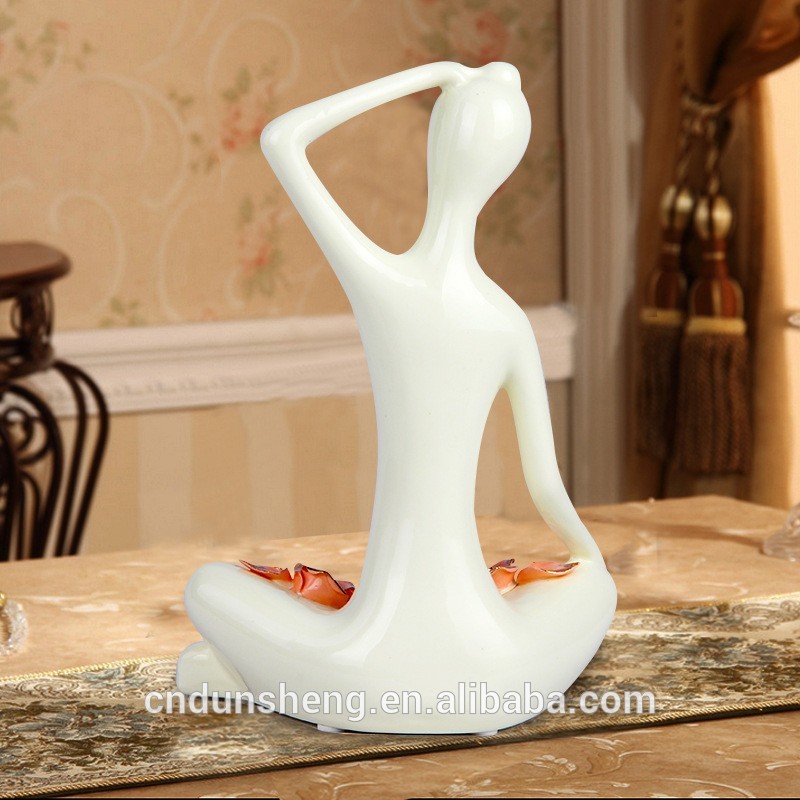 ceramic porcelain yoga little girl nude figurine for decoration