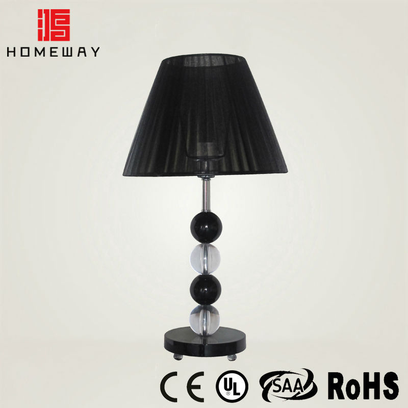 Top selling ROHS metal with chrome and black cloth shade table lamp for hotel