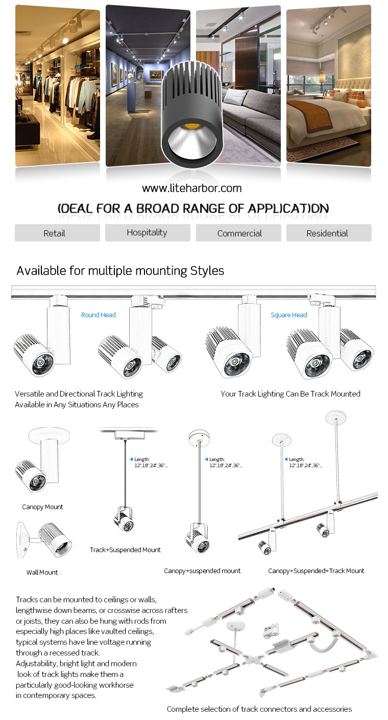 Fast Delivery Die-casting Aluminum Indoor 50W LED Track Light