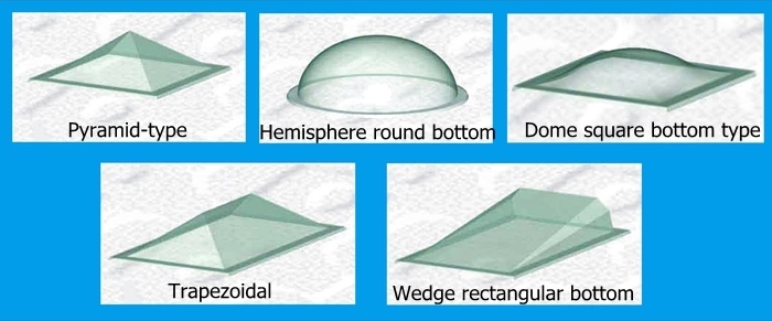 Polycarbonate transparent pyramid, dome milky white