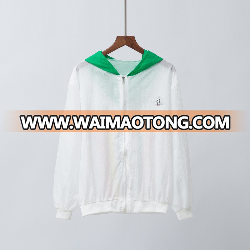 Summer Female Thin Stripe Short Thin Coat Jacket Baseball Uniform Air Conditioning Cardigan Printing Sunscreen Clothing