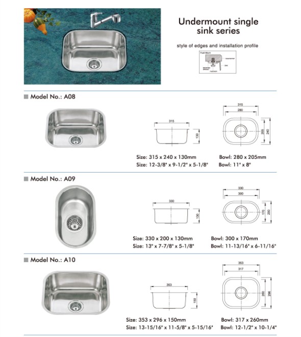 304 stainless steel kitchen sink display