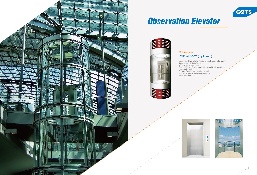 Best selling Panoramic  Sightseeing lift Observation elevator with good prices