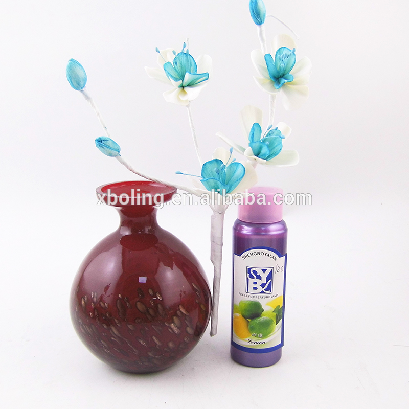 new year handcraft flower reed diffuser and red hand made vase glass bottle gift set