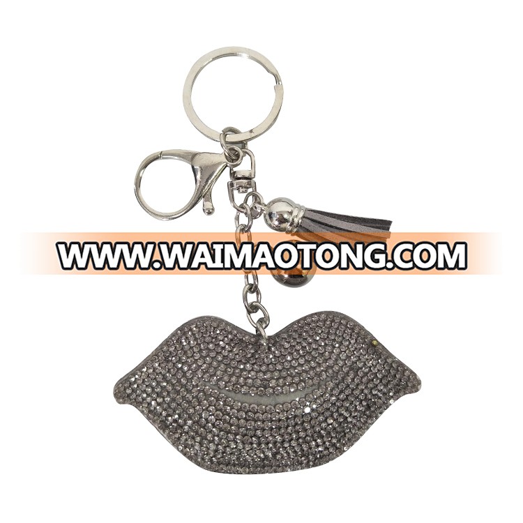 Keychains souvenir leather key holder chain glitter Lip Gloss Keychain