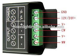 Led 2 Channel rf remote control cct comtroller for dual white led strip CE RoHS Warranty