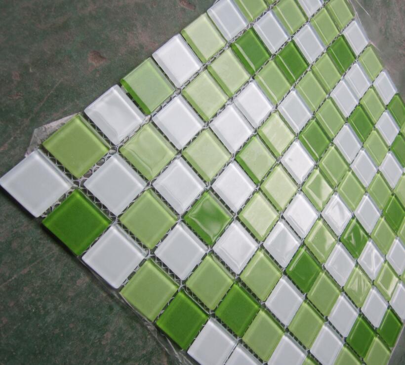 Green crystal glass mosaic swimming pool tile